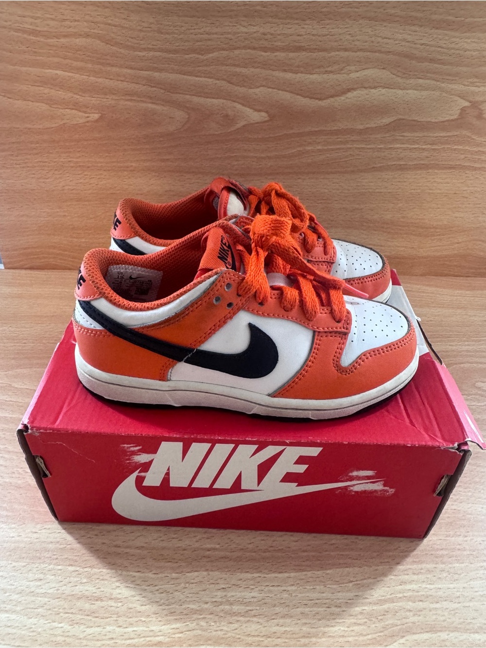 Nike Dunks' Low-Top (PS) Sneakers Orange and White/Black